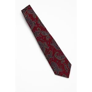 Harold’s Paisley Silk Necktie • Red & Blue Vintage Pattern • Classic Width